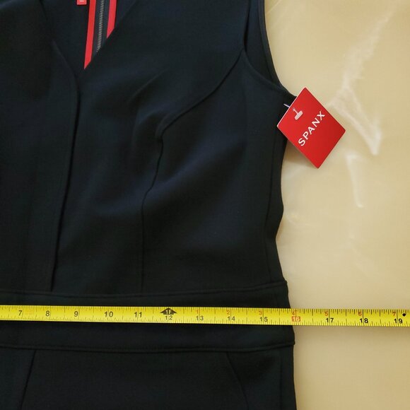 Spanx The Perfect Jumpsuit Black Sleeveless Shaping Tech Flare Size Medium NWT - Picture 10 of 15